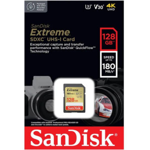 SanDisk Extreme 128GB UHS-I U3 Memory Card 180 MBs SDXC SD Card Full HD 4K Video